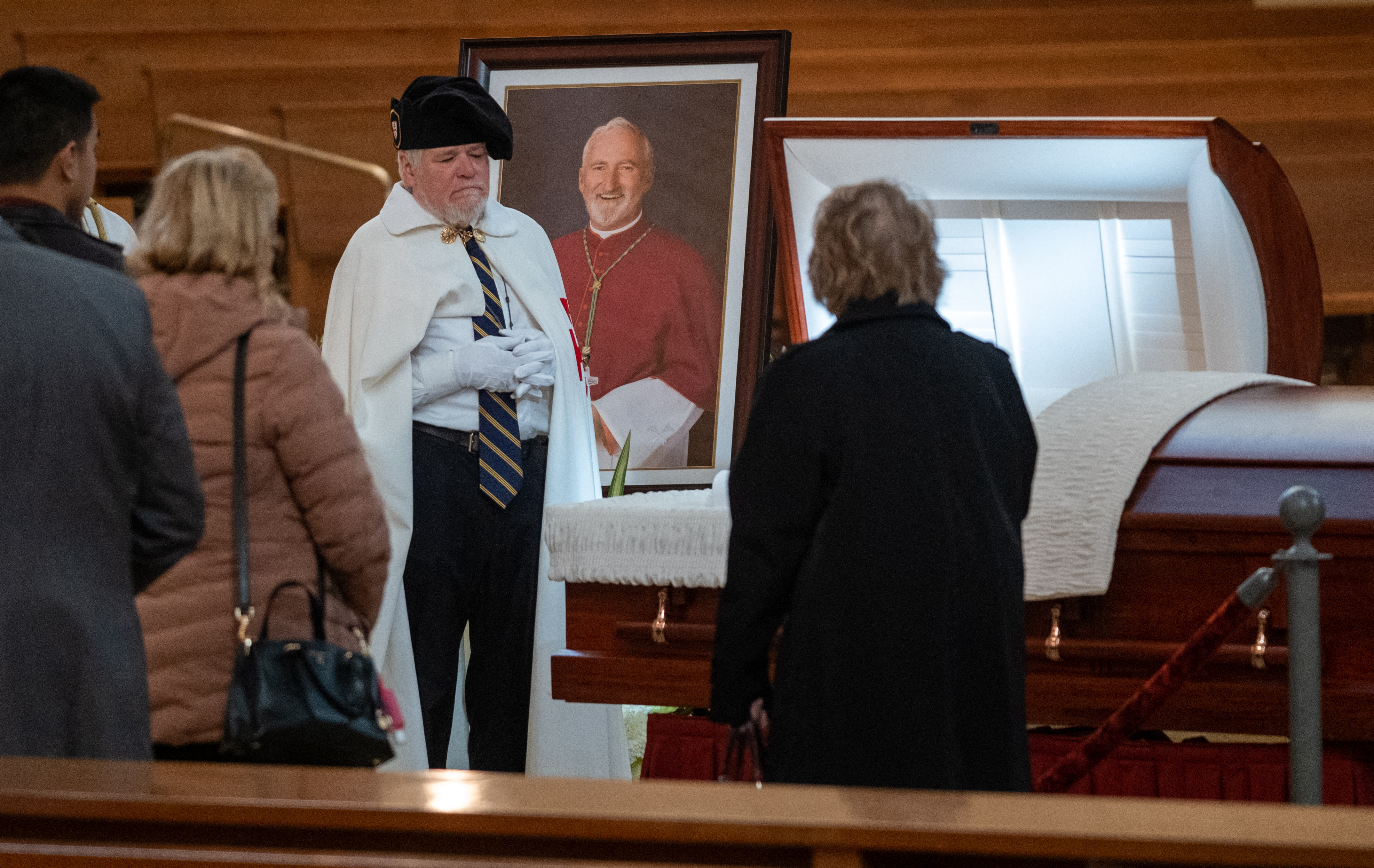 Mourners visit Bishop David O'Connell's coffin