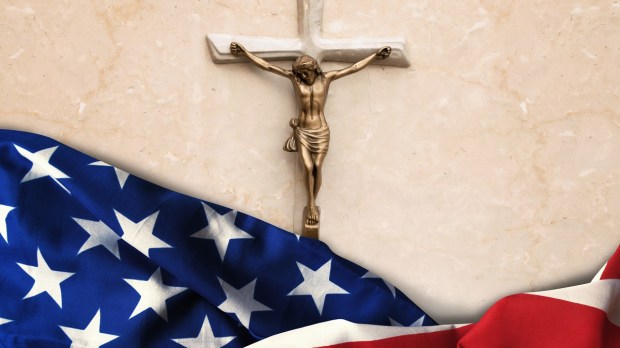 Crucifix with American flag