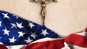 Crucifix with American flag