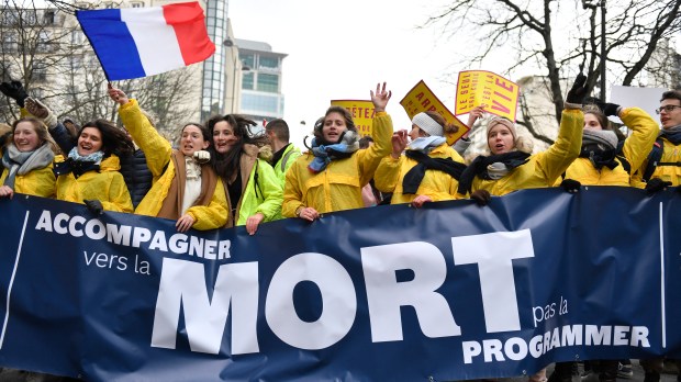 March for Life in Paris demonstrators protest assisted suicide