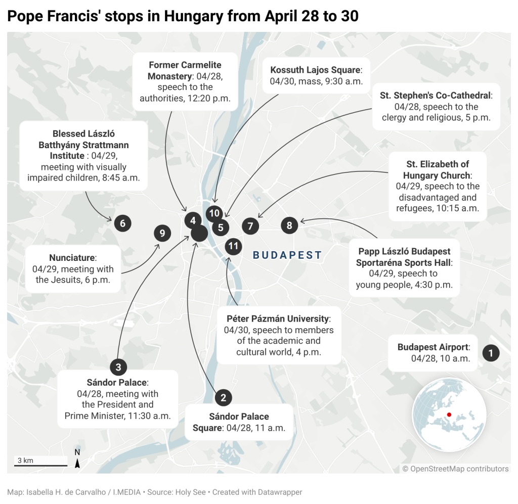 Pope Francis' stops in Budapest