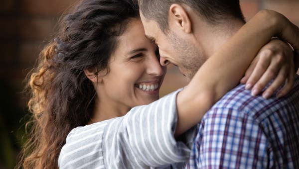 happy woman and couple