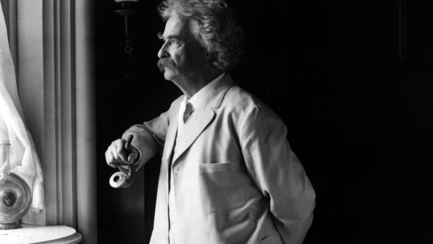 Mark Twain looking out the window