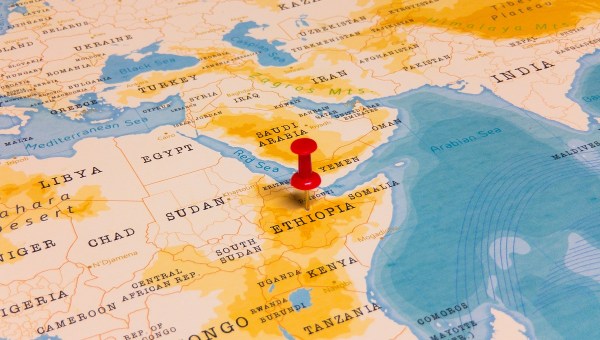 Ethiopia map with pin
