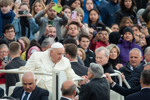 Pope Francis during his weekly general audience in Paul VI Hall at the Vatican - April 05 2023