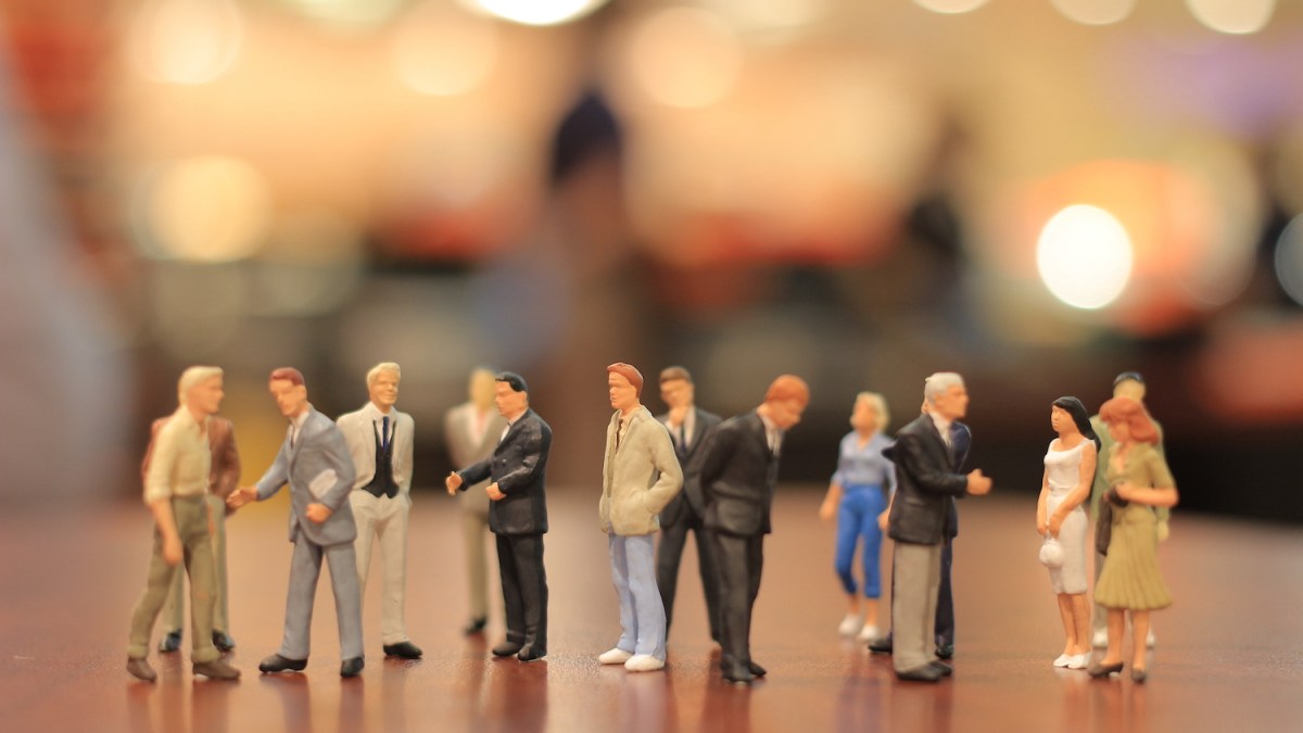 figurines chatting small talk