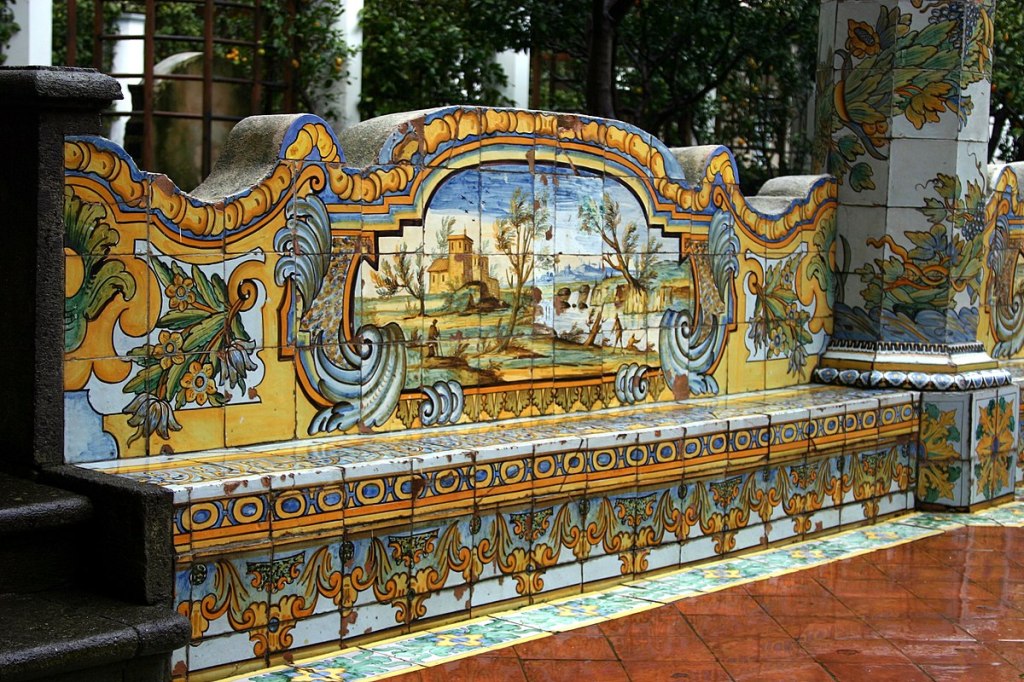 Painted tile mural, at the Convent of Saint Clair, Naples