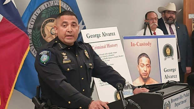 Brownsville Police Department Chief Felix Sauceda speaks at a news conference in Brownsville Texas on May 8 2023