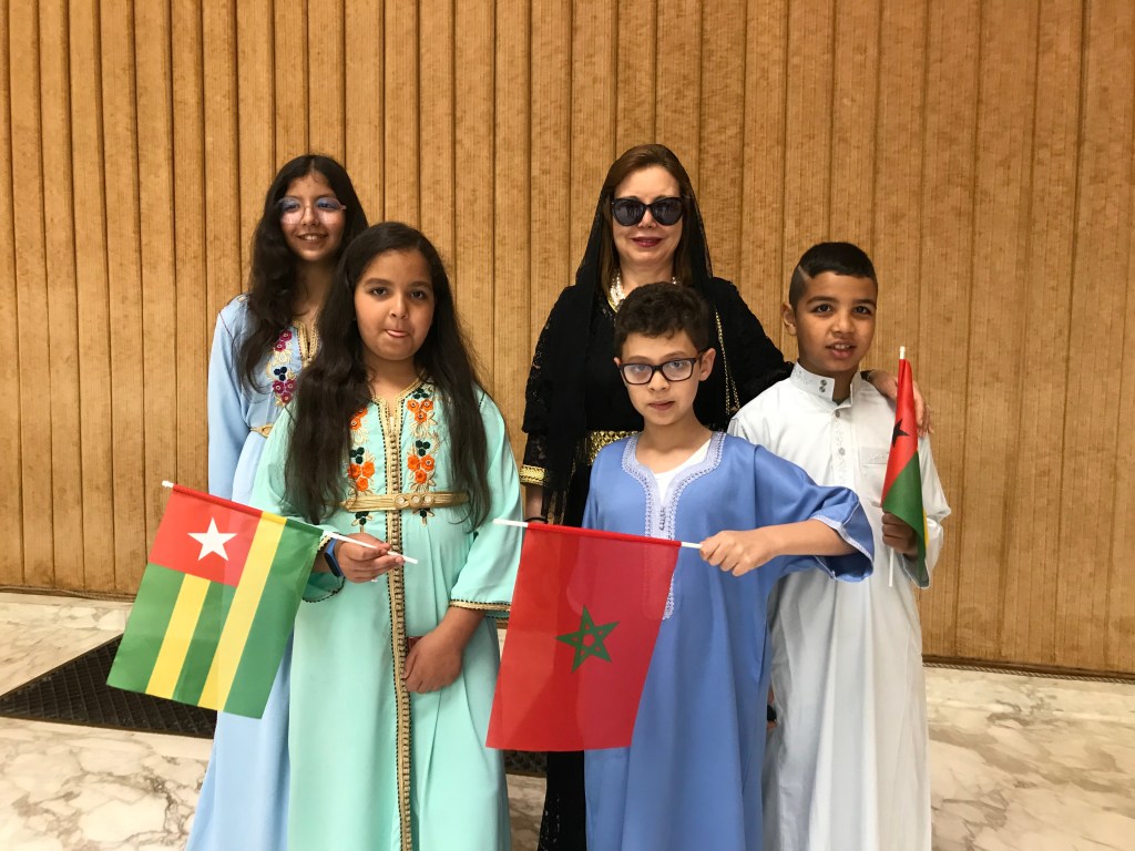 The Moroccan ambassador to the Holy See with four children of one of her colleagues