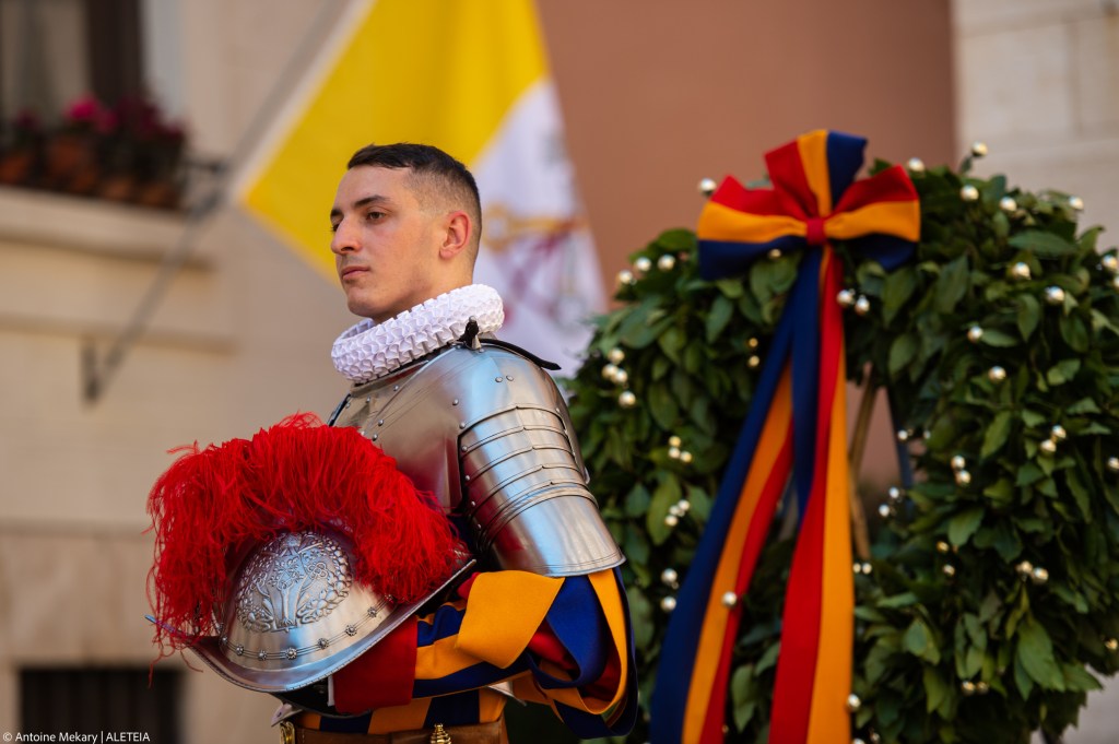 New-recruits-of-the-Vaticans-elite-Swiss-Guard-prepare-their-uniform-inside-their-barracks-before-a-swear-in-ceremony