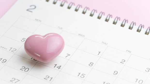 pink heart calendar