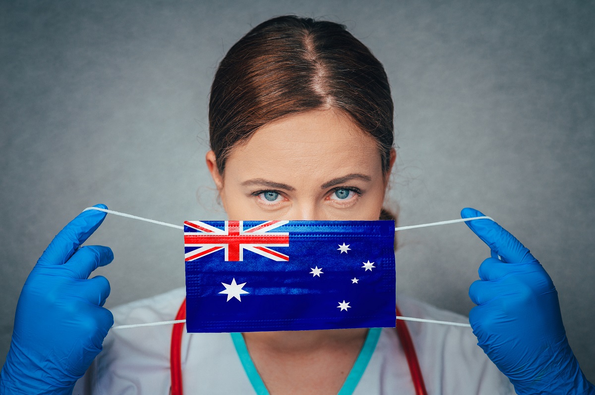 Australian flag, doctor mask