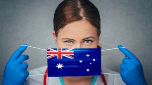 Australian flag, doctor mask