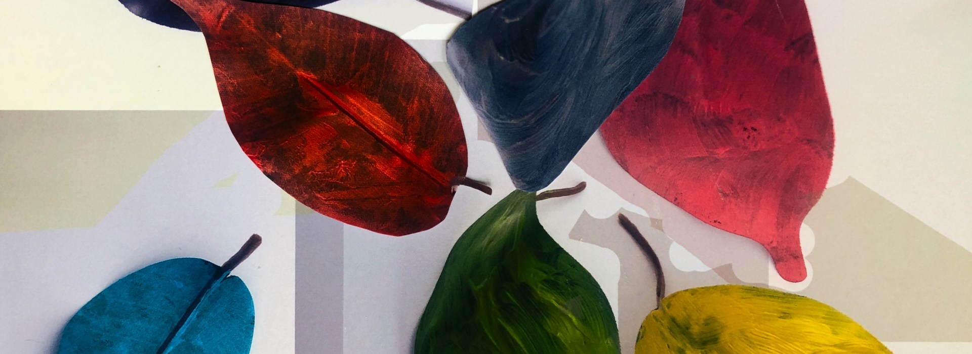 Colored leaves printed on paper