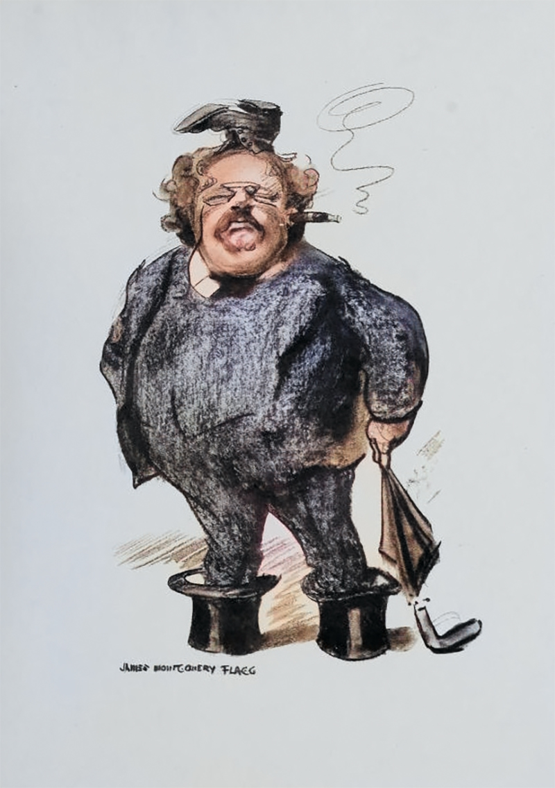 Caricature of Chesterton by James Montgomery Flagg 1914