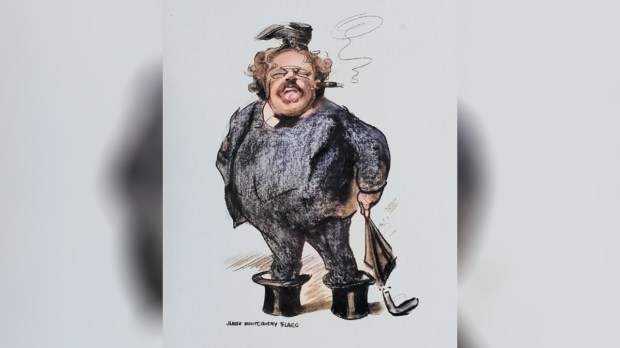 Caricature of Chesterton by James Montgomery Flagg 1914