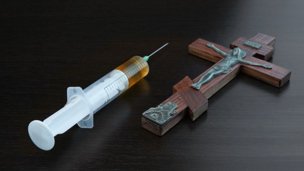 Lethal injection next to crucifix