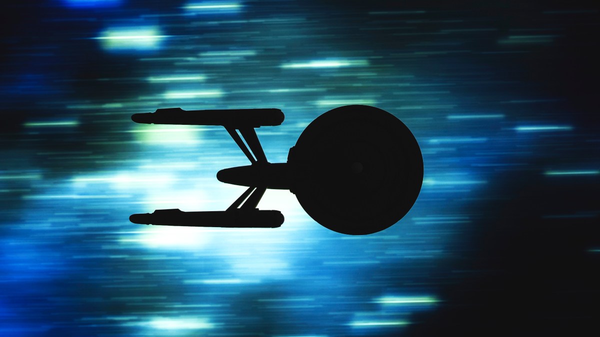 Model of Starship Enterprise traveling in space