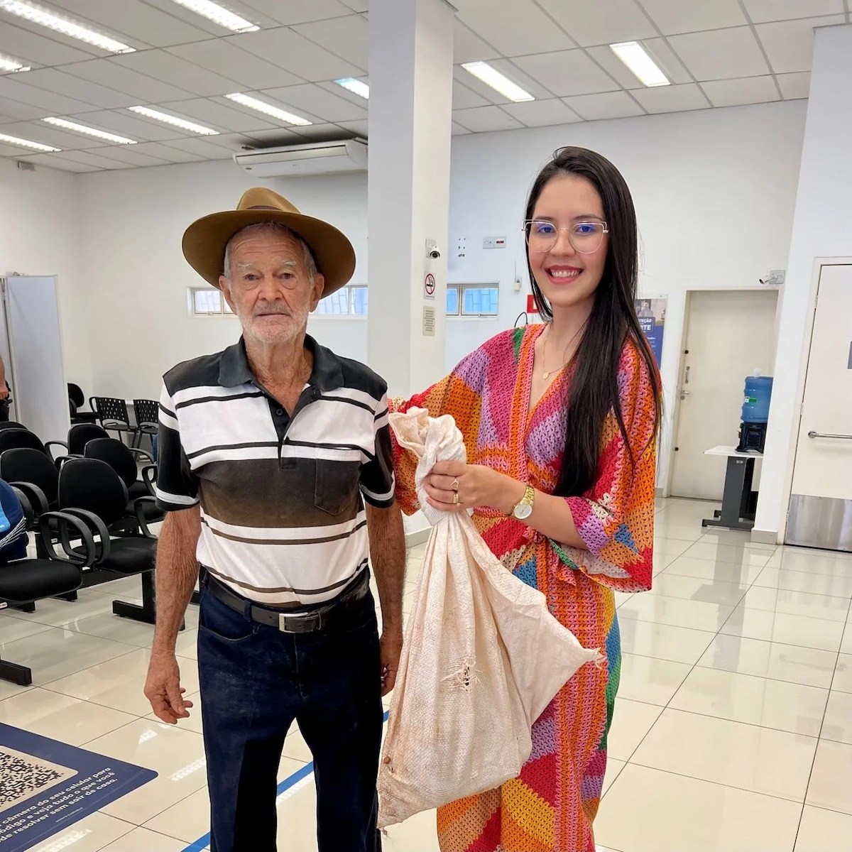 Bank manager with happy customer