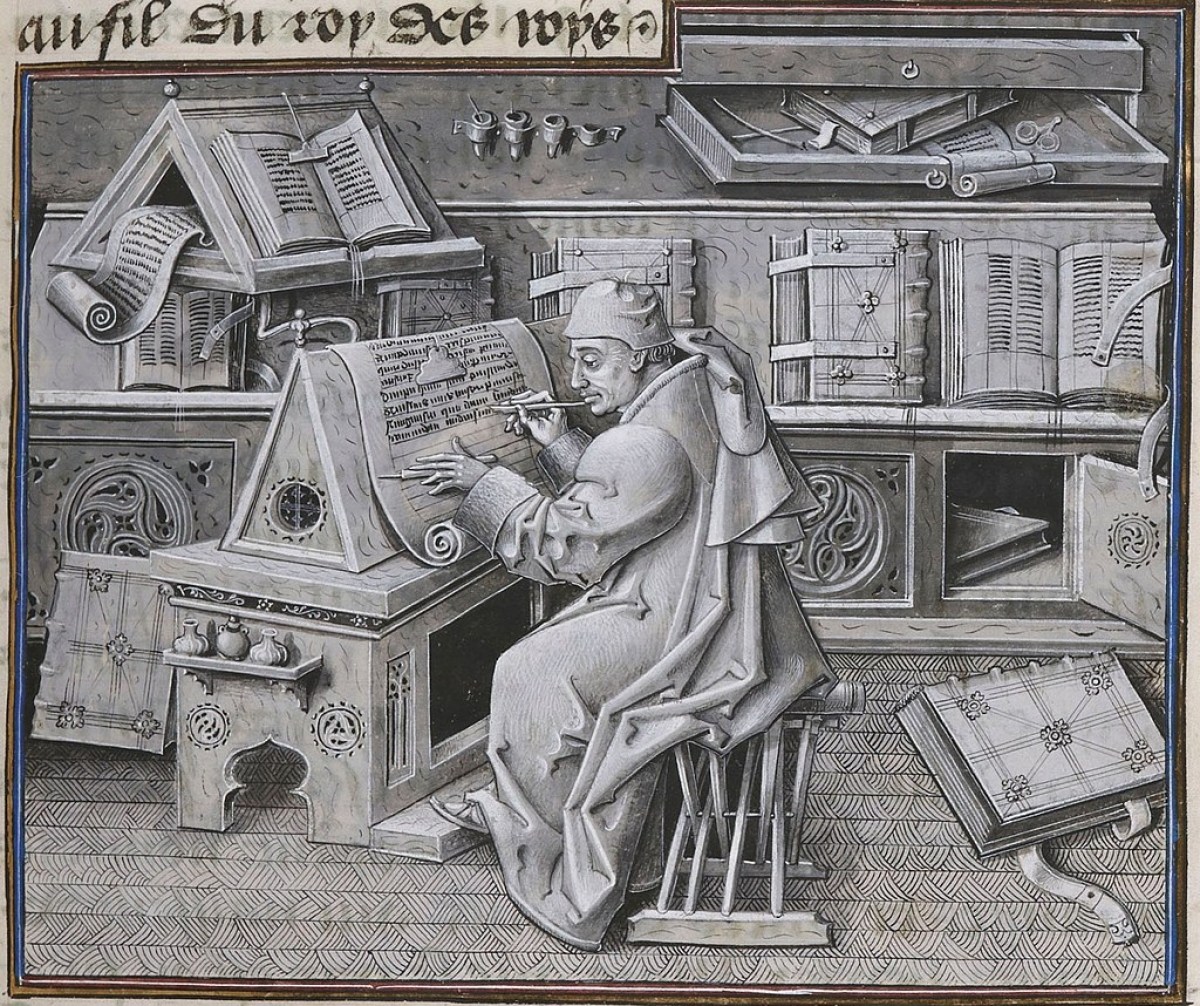 15th-century miniature of Jean Miélot