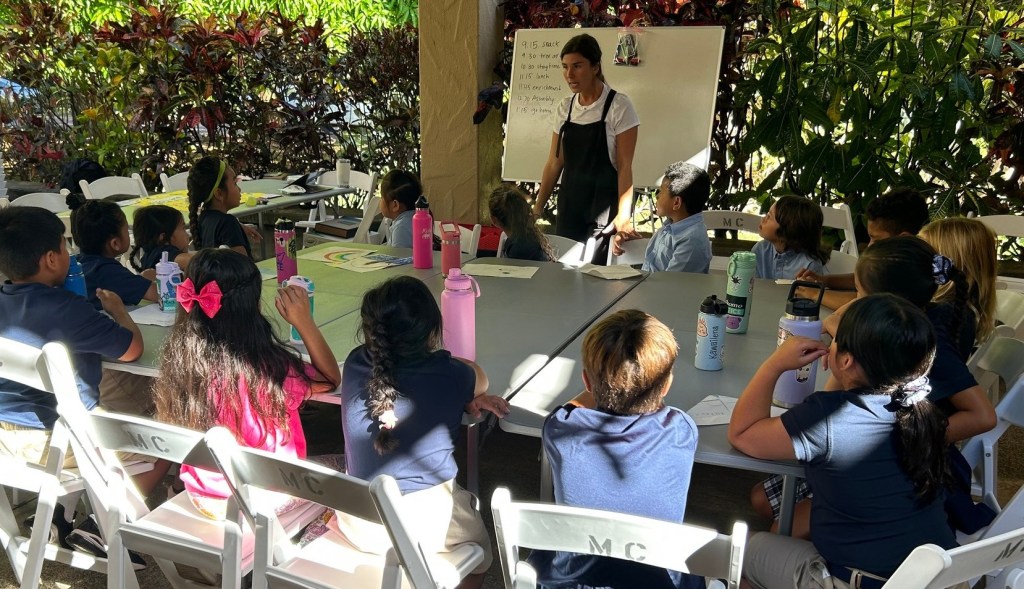 Sacred Hearts School class in reopened location.