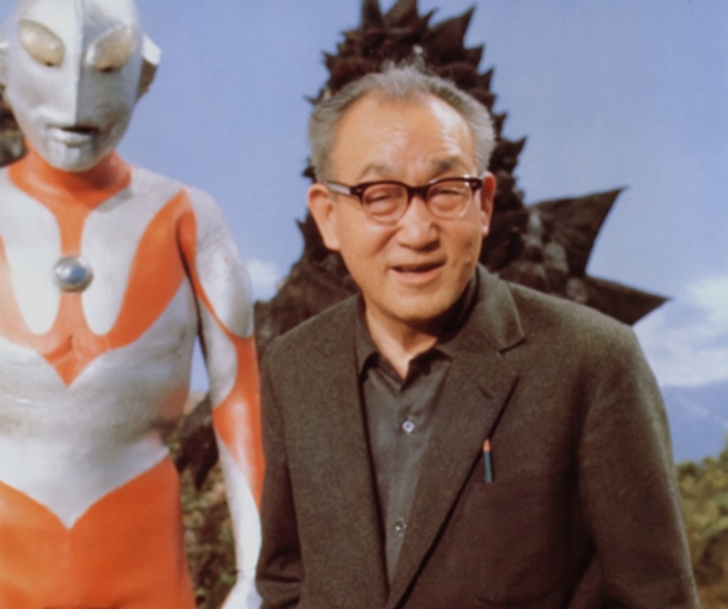 Eiji Tsuburaya with Ultraman suit