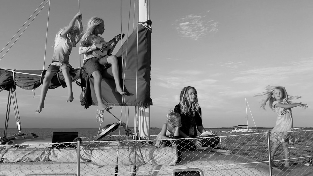 Poet Anna Key and family on boat