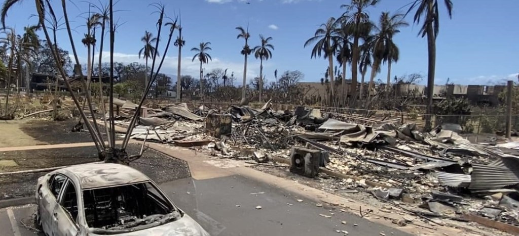 Sacred Hearts School a few days after the wildfires. Half of the school was destroyed.