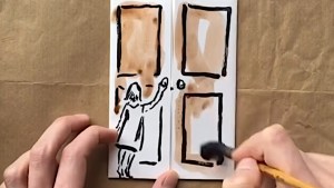 Artist drawing artwork based on Narnia books