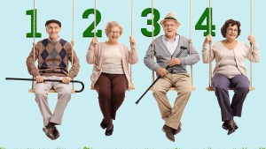 4 senior citizens on swings