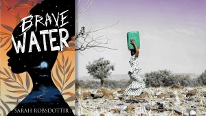 Book "Brave Water" and girl carrying water in Sudan.