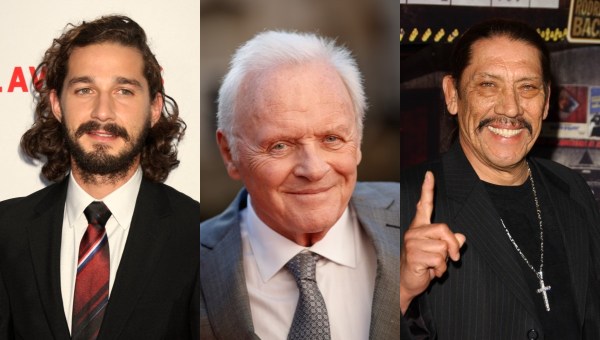 Photographs of Shia LaBeouf, Anthony Hopkins, and Danny Trejo