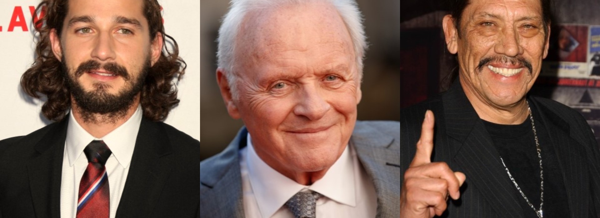 Photographs of Shia LaBeouf, Anthony Hopkins, and Danny Trejo