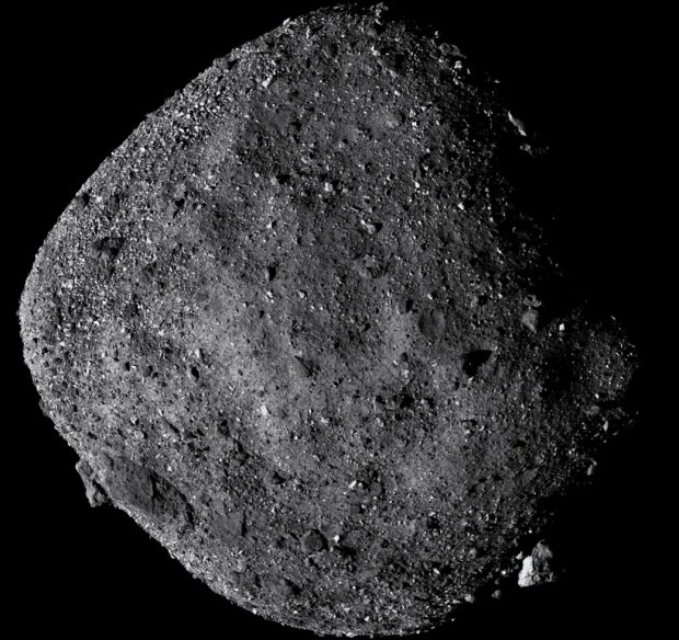 Asteroid Bennu as imaged by the OSIRIS-REx mission.