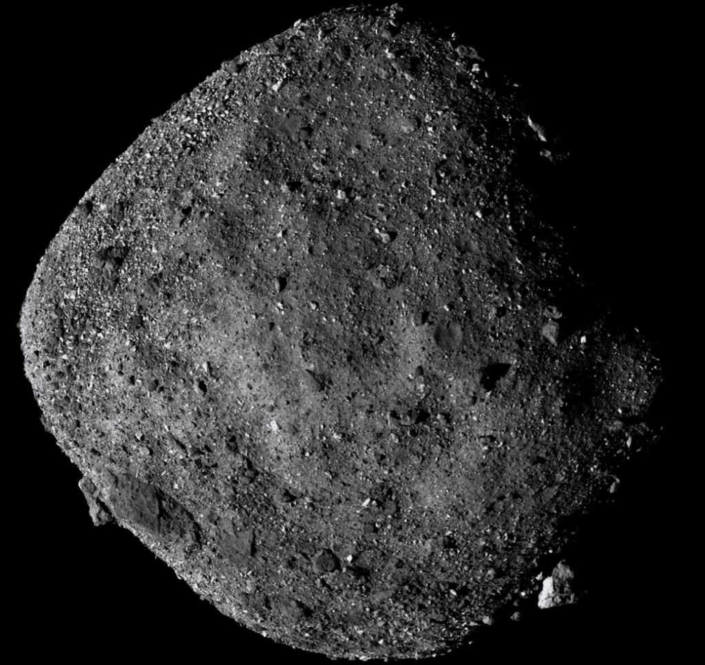 Asteroid Bennu as imaged by the OSIRIS-REx mission.