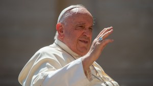 Pope Francis at the end of his weekly general audience in Saint Peter's square