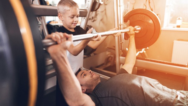 father-son-gym-fitness-health-tough-strong-dad