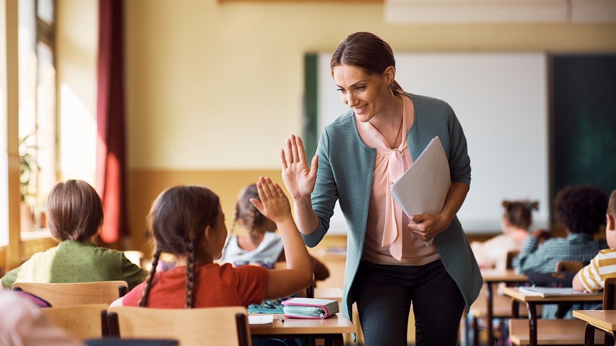 Teacher high five