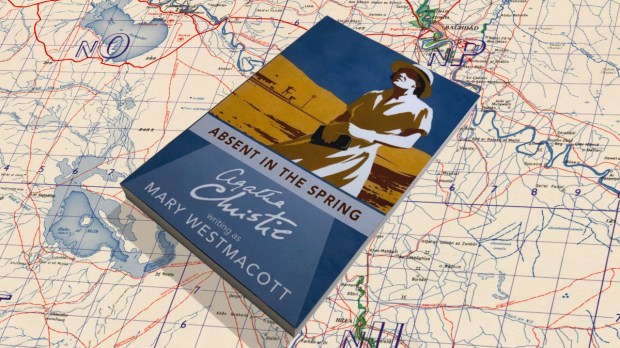 Agatha Christie novel "Absent in the Spring" over map of Iraq