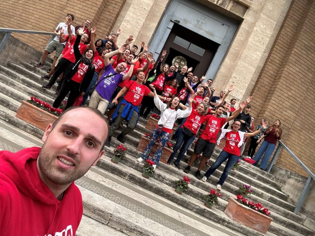 Alessandro Ferrara, a missionary from the New Horizons Community engaged in a street mission in Rome