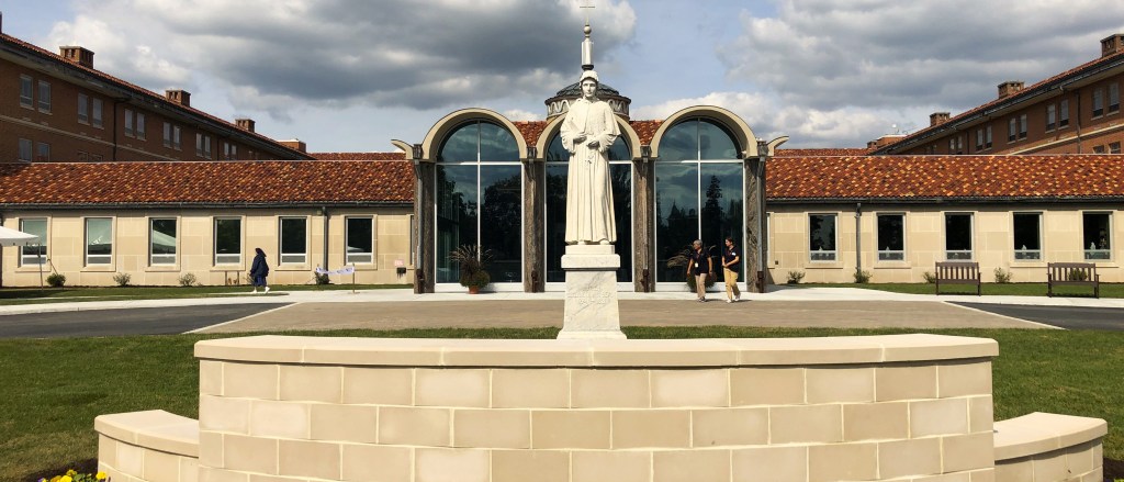 Outside the new St. Elizabeth Ann Seton museum and visitor's center