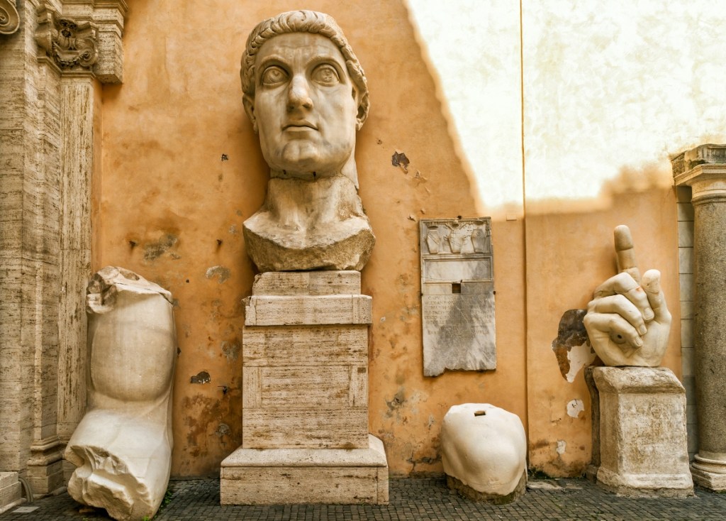 Exhibits of Capitoline museum outdoor, Rome