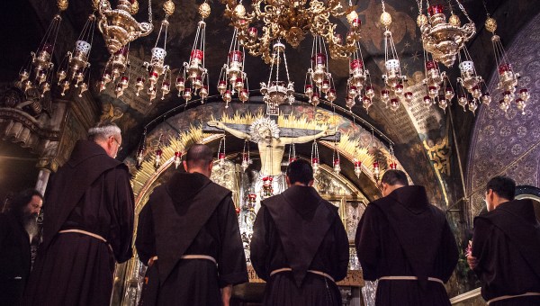 Franciscans pray at Holy Sepulcher in Jerusalem