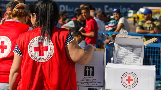 Greek Red Cross workers in action