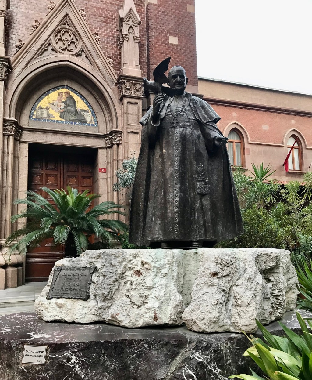 Statue of Pope John XXIII ('the Turkish Pope") in front of Church of St Anthony of Padua, Istanbul