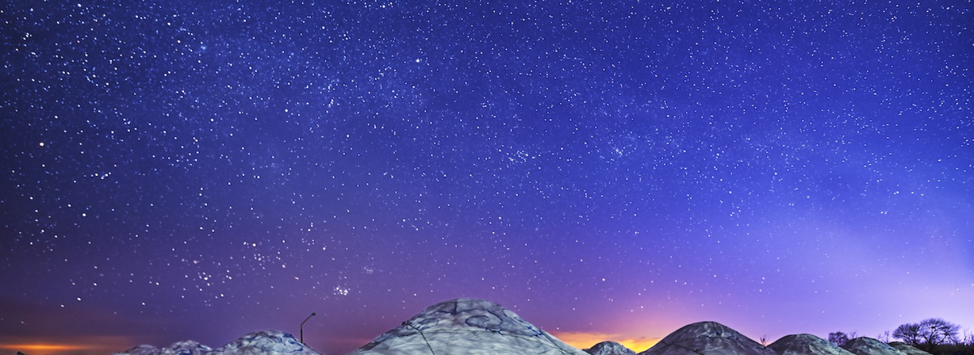 Yurts under starry sky in Mongolia