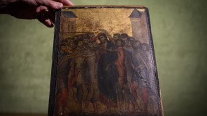 Painting entitled -The Mocking of Christ- by Florentine artist Cenni di Pepo also known as Cimabue
