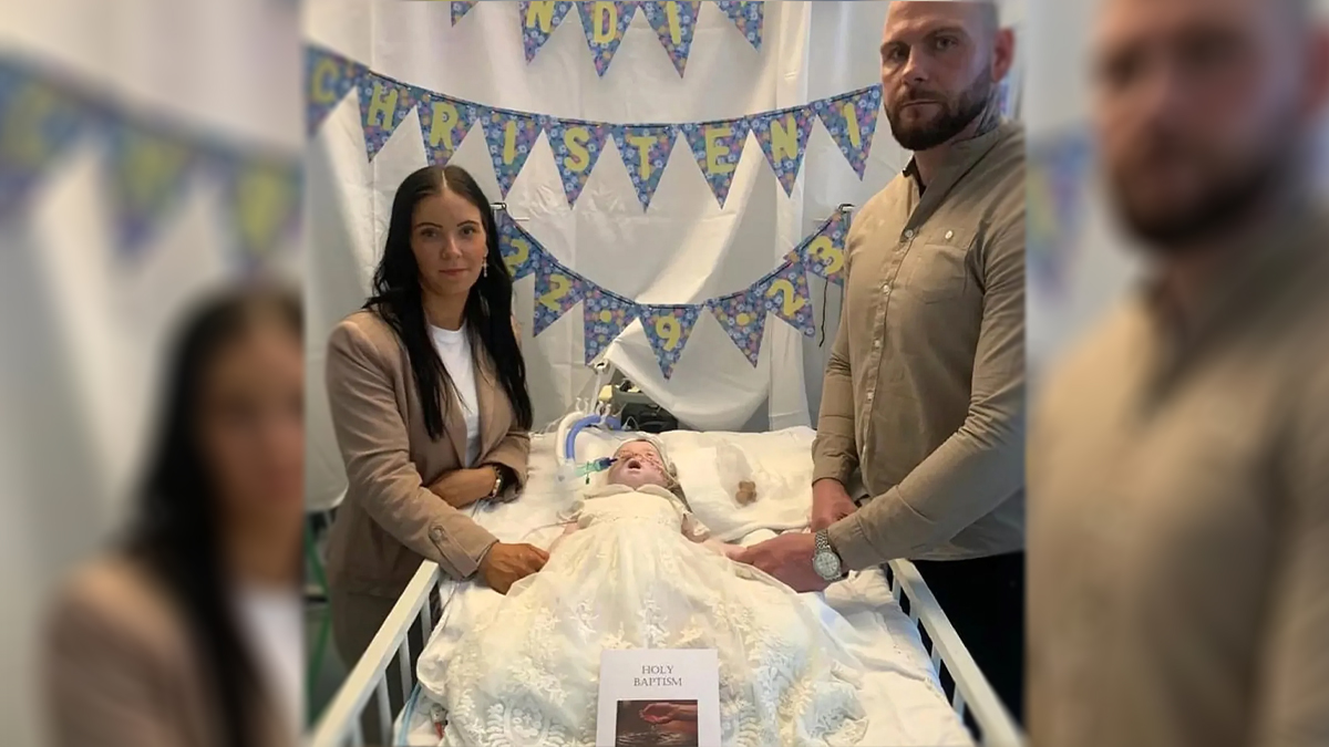 baby Indi with her parents Claire Staniforth and Dean Gregory in the Queen's Medical Centre (QMC) in Nottingham