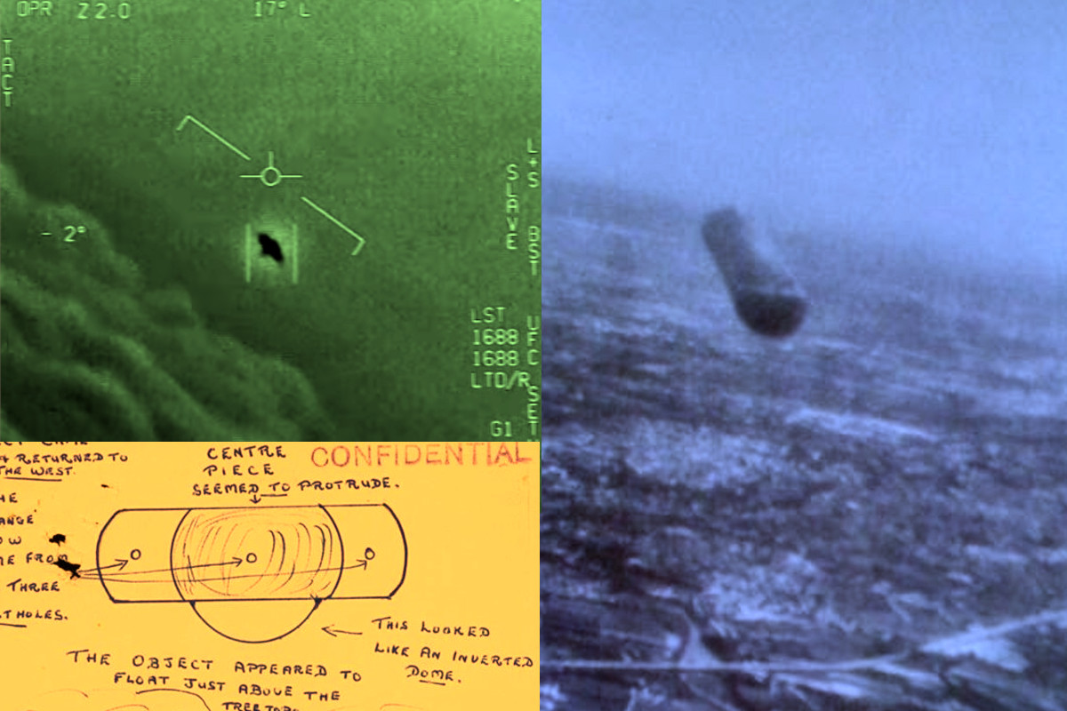 Photos and a drawing of unidentified aerial phenomena - UAP/UFOs