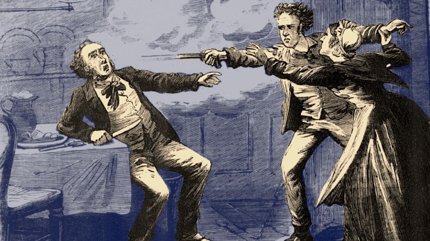 Illustration from 19th Century newspaper about an attempted murder
